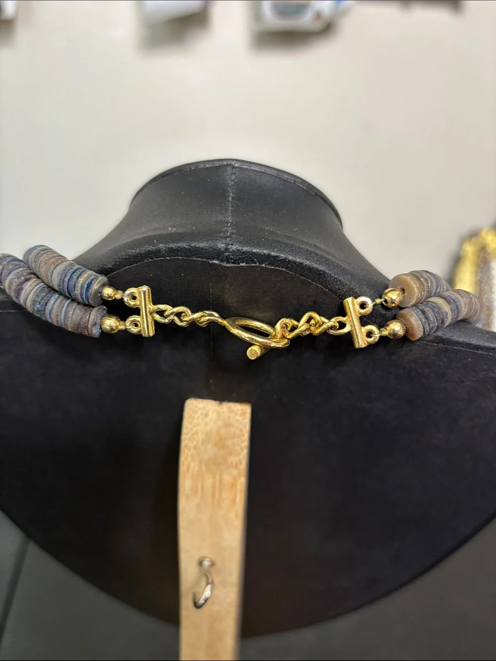 Vintage Handcrafted Resin Coconut Black Geometric Statement Necklace
